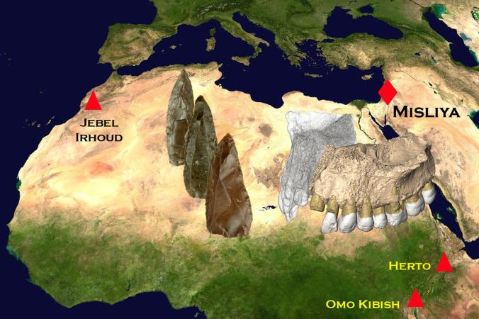 En erken modern insan fosillerinin bulunduğu noktalar