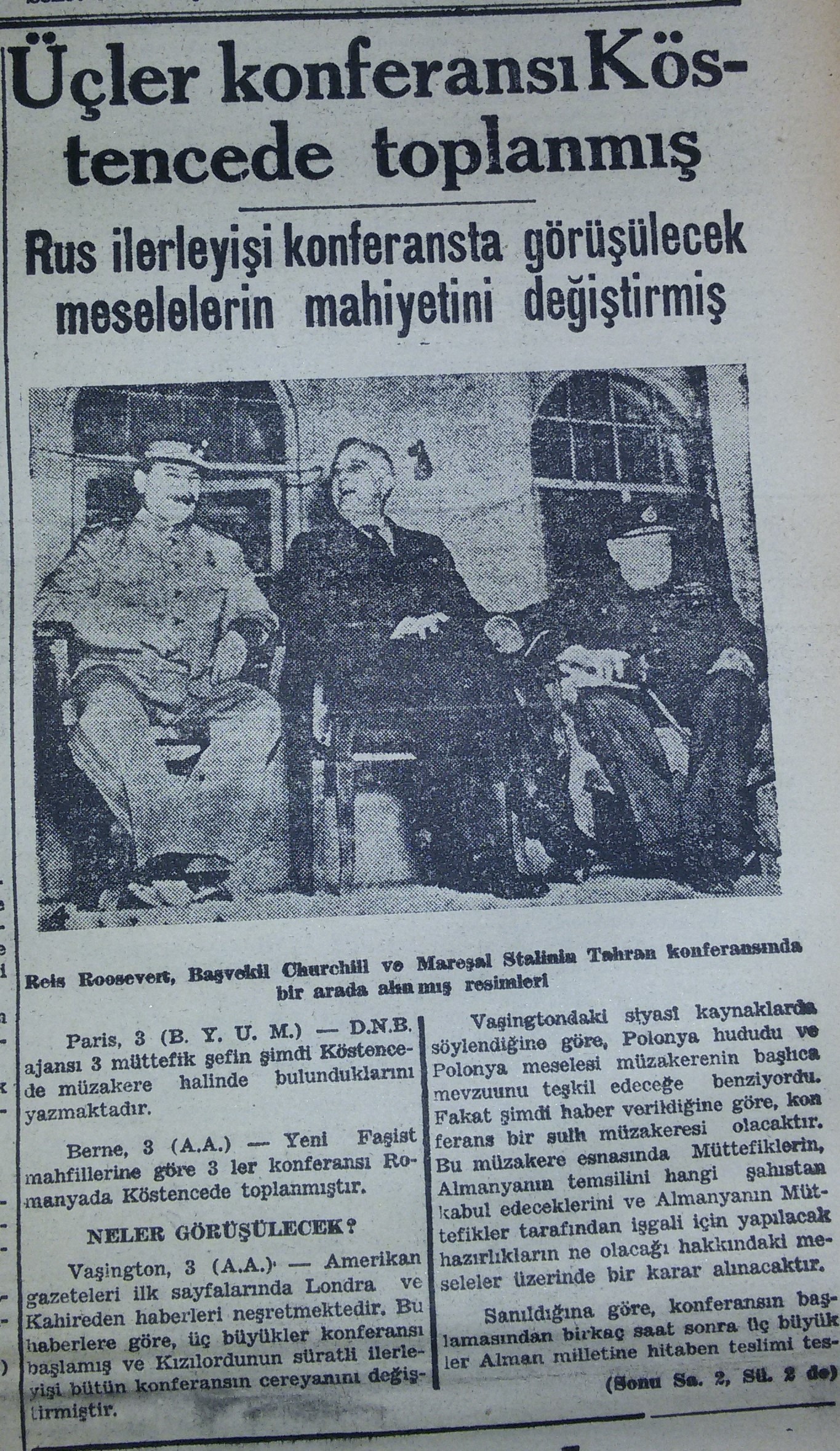 4 Şubat 1945 tarihli Tanin gazetesi
