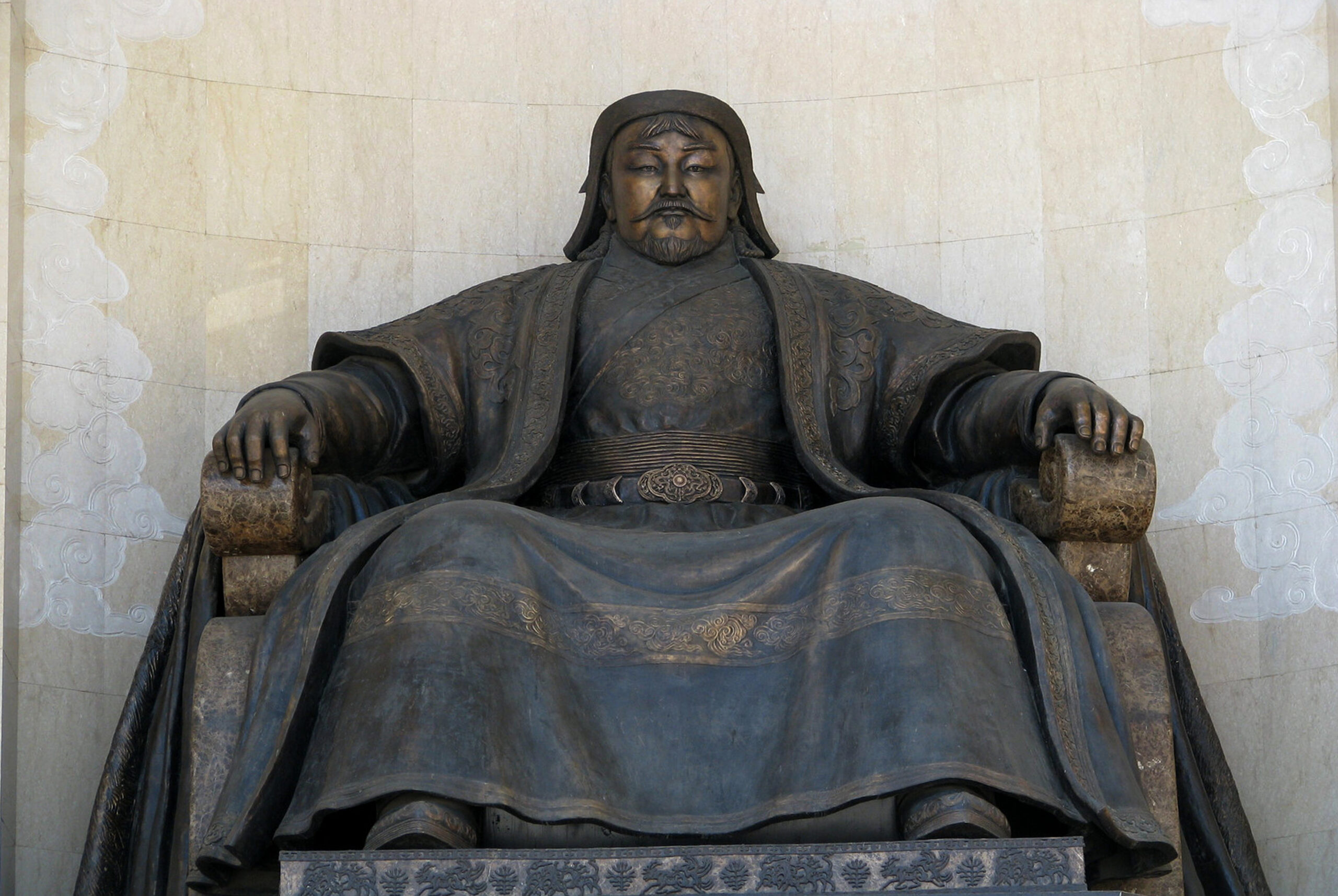 Seated statue of Chingis Khan at the Parliament Building in Ulan Bator, 2005.